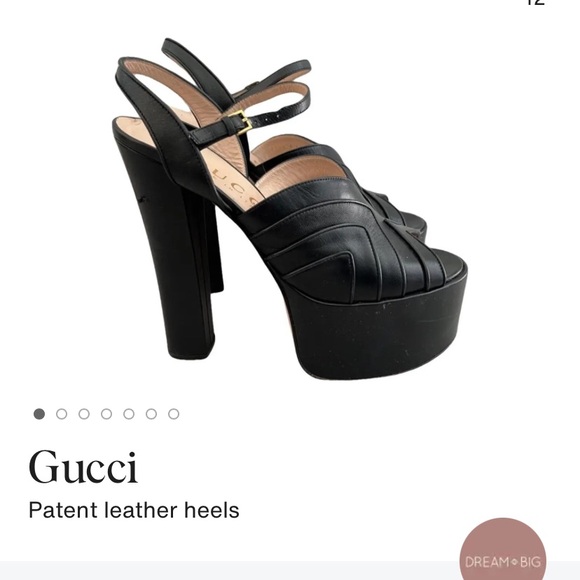 Gucci Black Patent Leather Platform Heels - Picture 1 of 5
